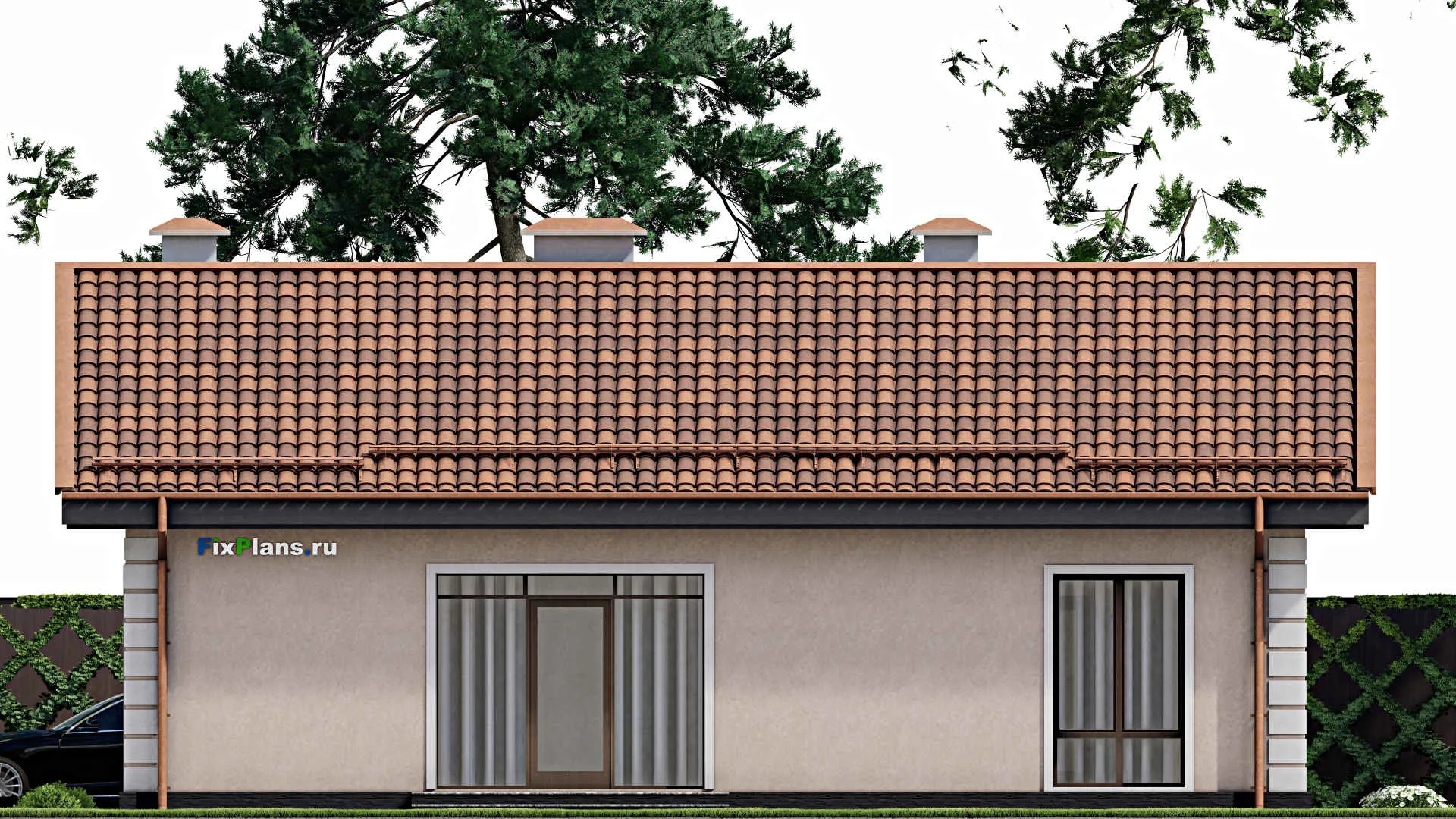 F-9818 - План одноэтажного дома 10 на 15, площадью 100 м² с 2 спальнями