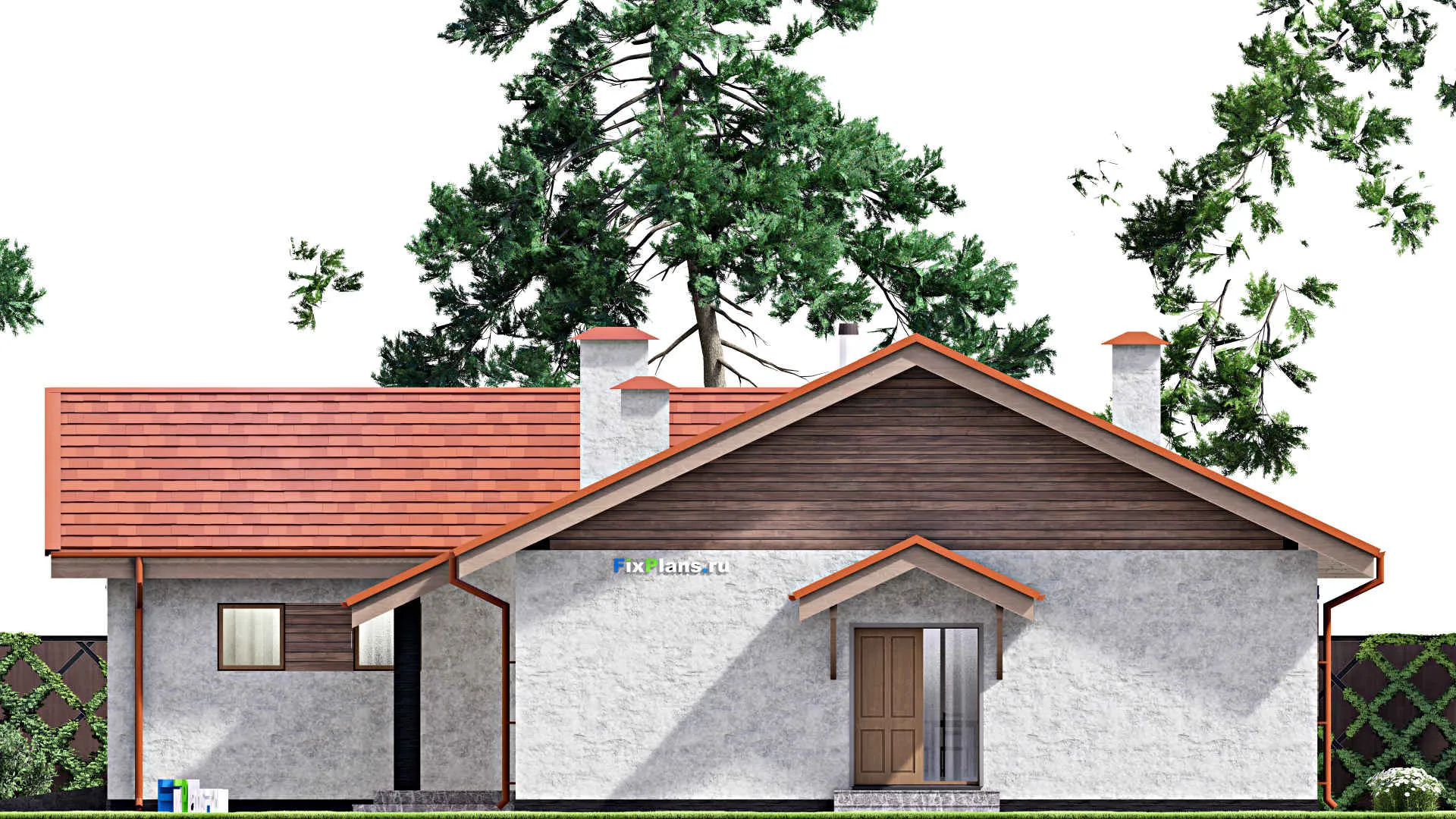 F-15263 - Проект одноэтажного дома 16 на 17, площадью 180 м² с гаражом на 2 машины и 3 спальнями