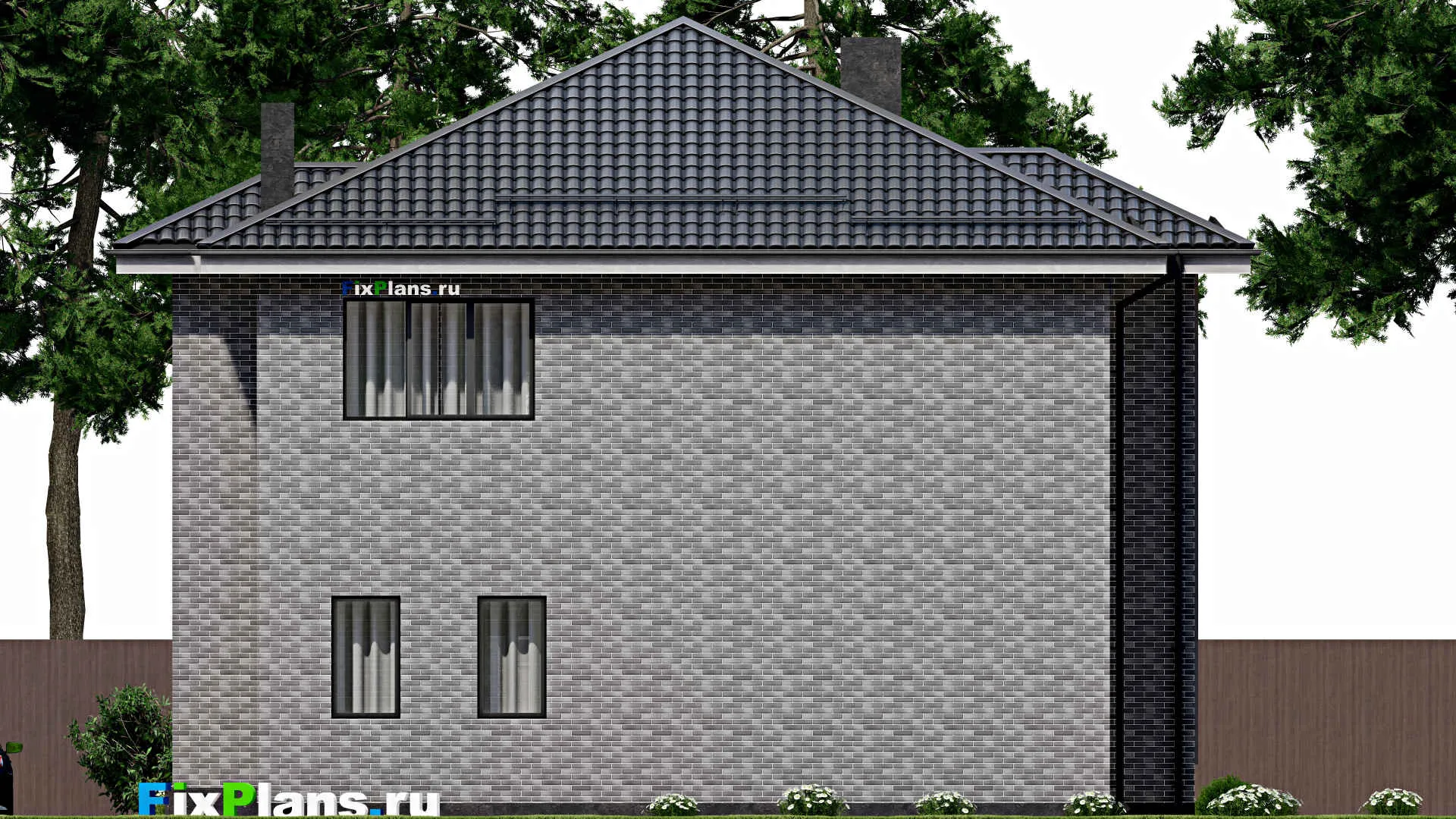 F-3014 - Проект двухэтажного дома 14 на 15, площадью 250 м² с террасой и 4 спальнями