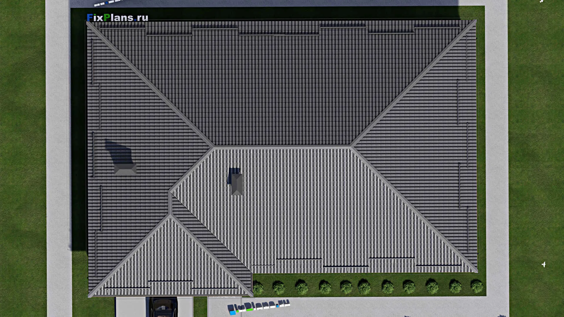 F-4499 - Проект одноэтажного дома 17 на 25, площадью 330 м² с гаражом на 2 машины и 3 спальнями