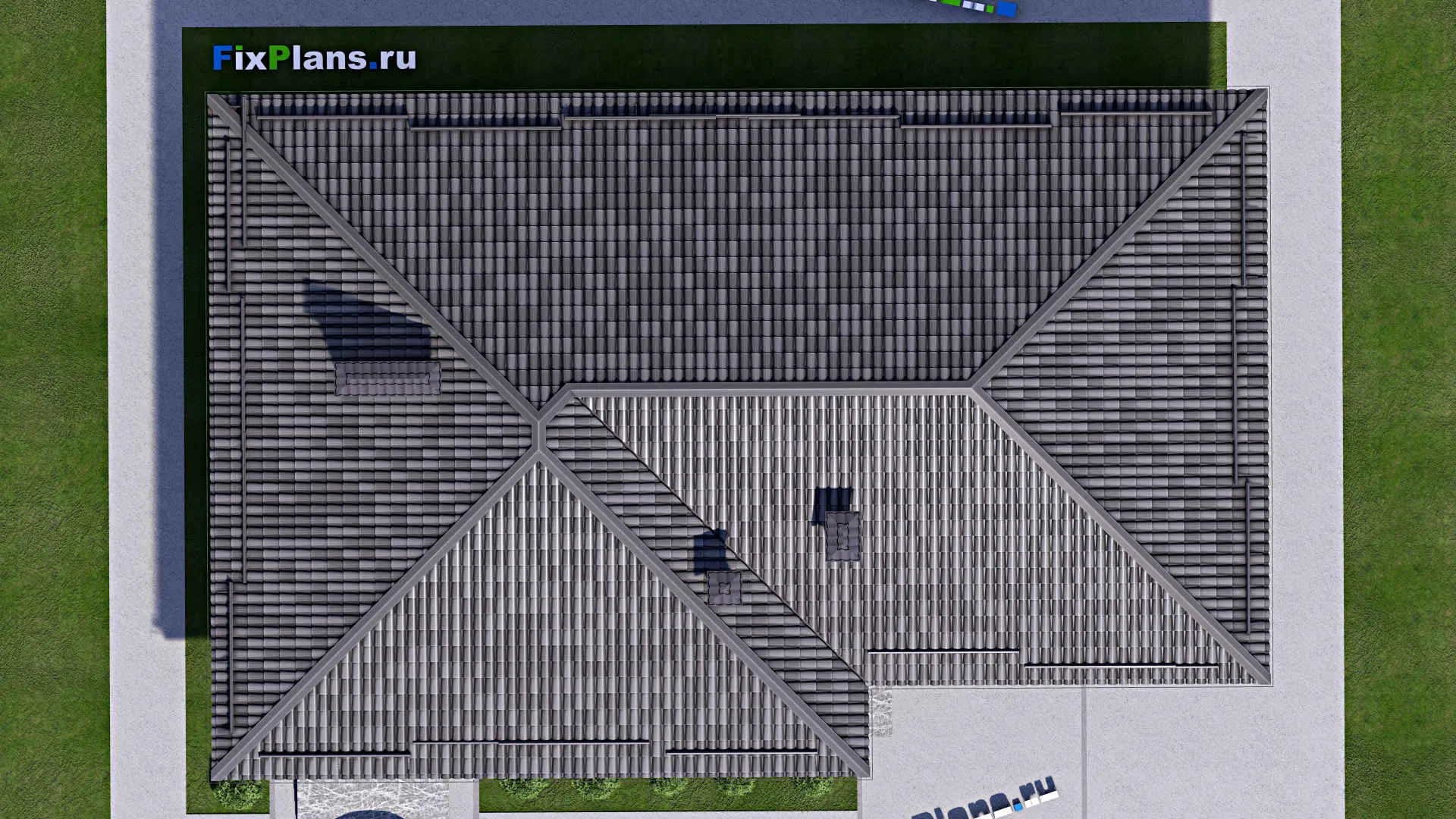 F-12545 - Проект одноэтажного дома 12 на 20, площадью 180 м² с террасой, гаражом на 1 машину и 3 спальнями