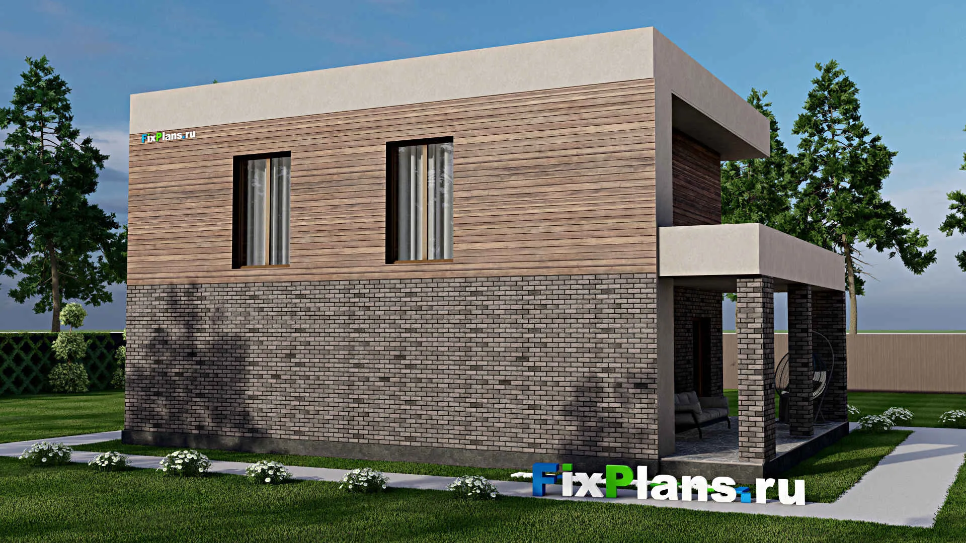 F-8189 - Проект двухэтажного дома 10 на 14, площадью 230 м² с террасой, балконом и 2 спальнями