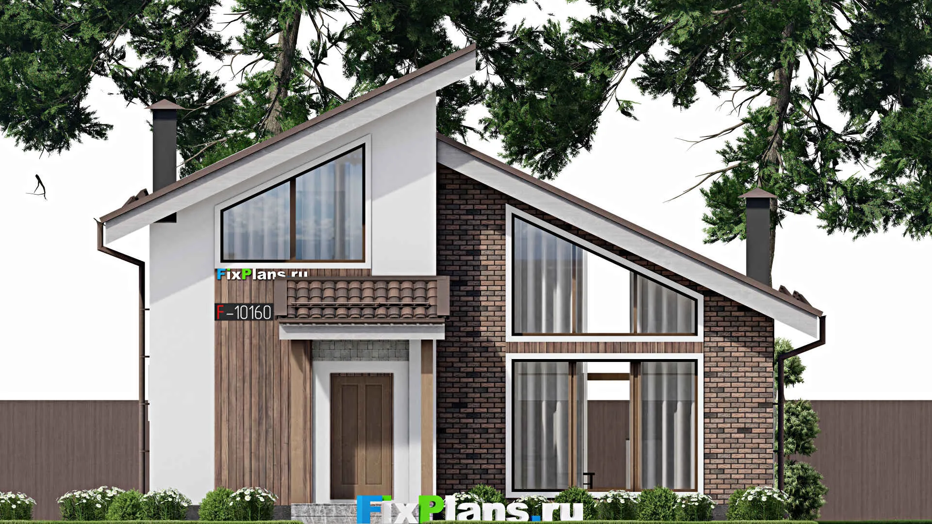 F-10160 - Планы дома с мансардой 11 на 14, площадью 150 м² с террасой и 3 спальнями