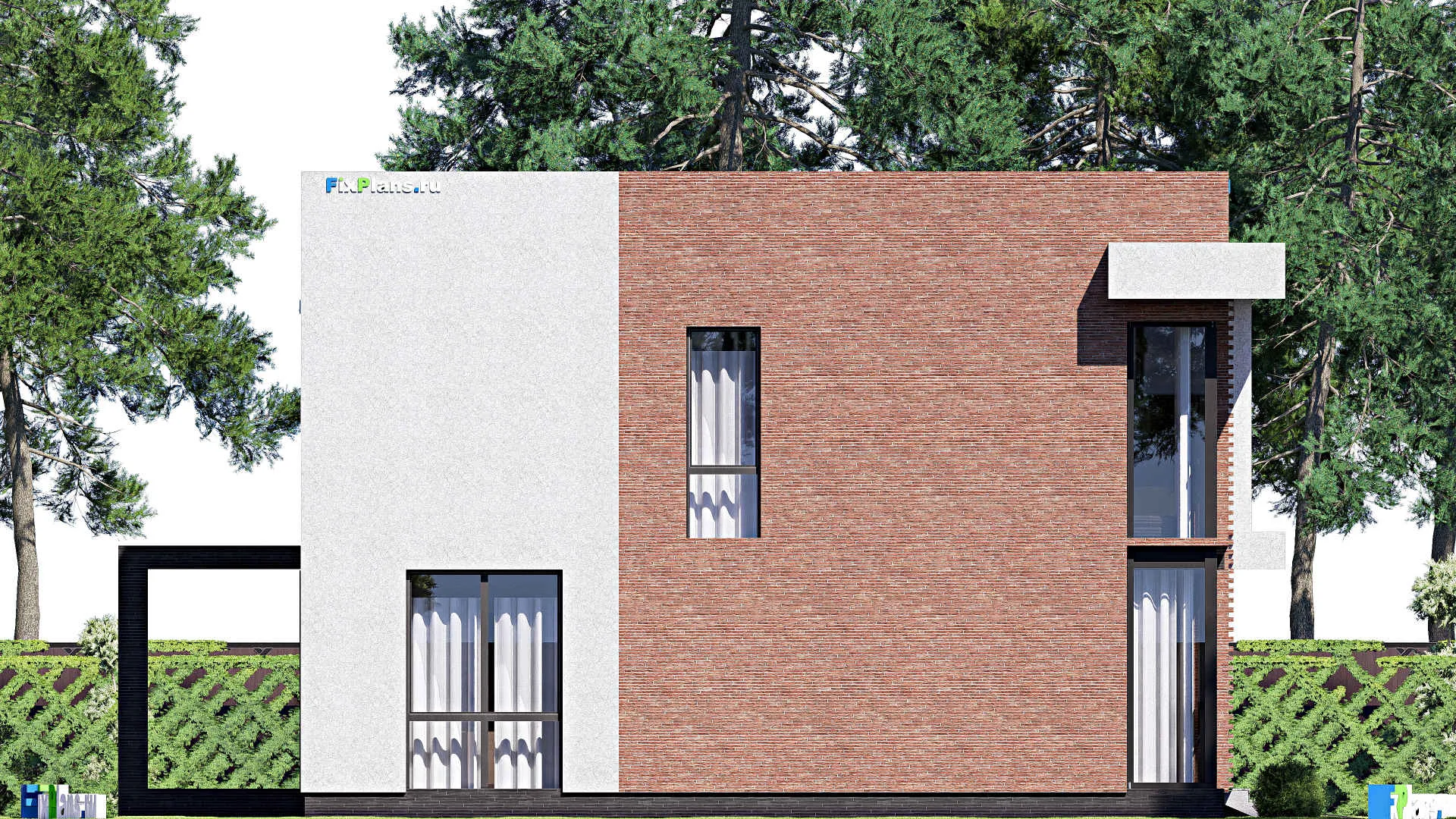 F-18386 - Проект двухэтажного дома 15 на 15, площадью 260 м² с балконом и 4 спальнями